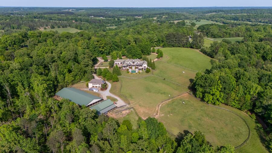 Aerial of the arena and barn